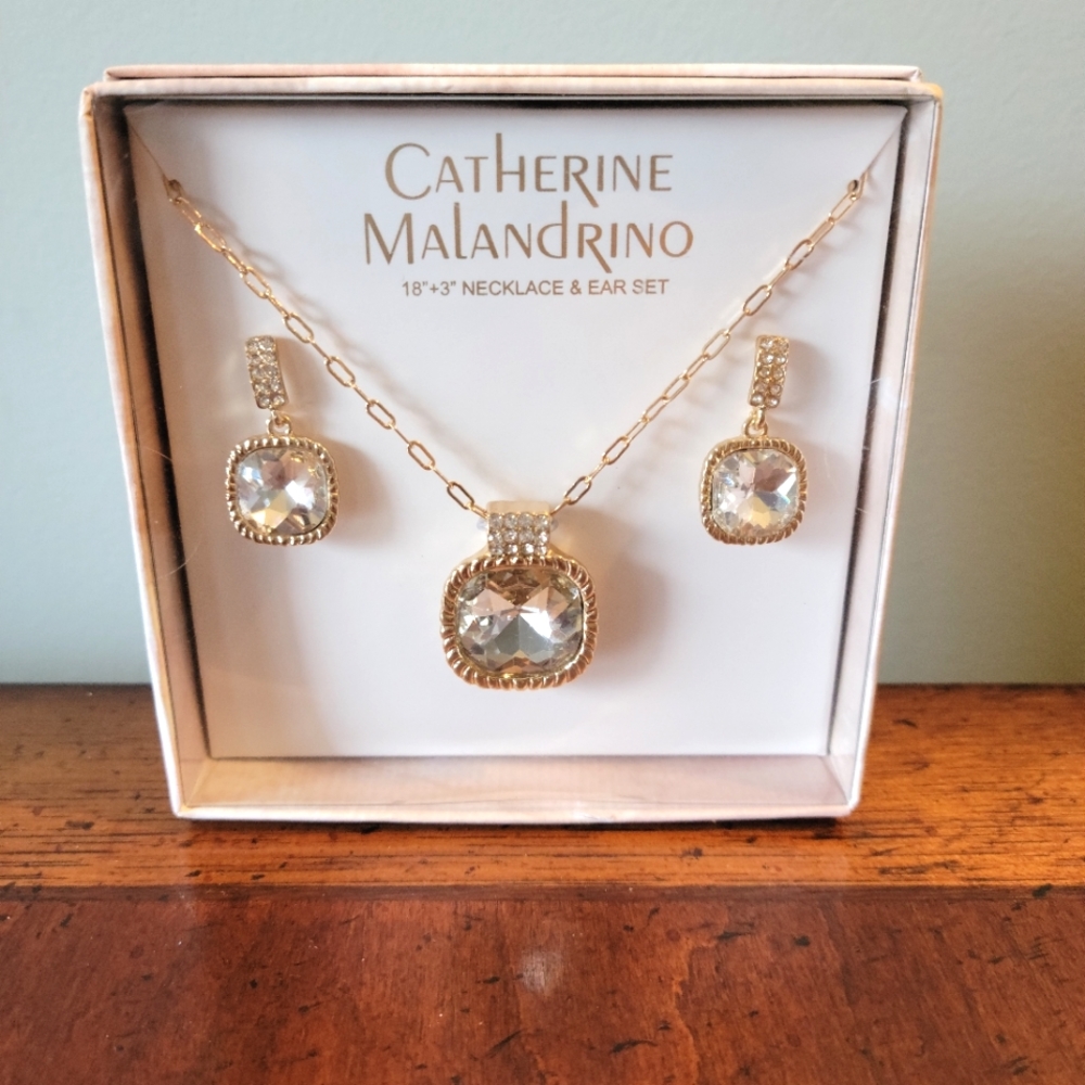 Catherine Malandrino-Women's-🆕️-Evening Necklace & Earring Set-Gold Tone
